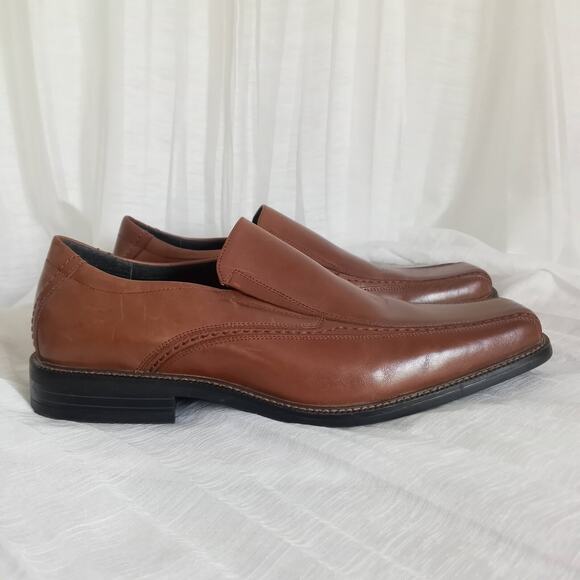 STACY ADAMS Leather Loafers Men Sz 11 M Comfort Insole Brown Slip On Dress Shoe - Picture 1 of 11